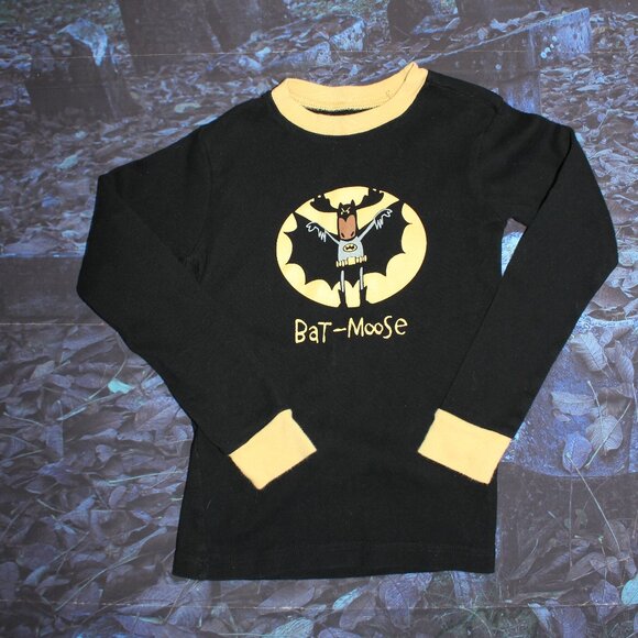 Lazy One Boys Black Gold Bat-Moose Long Sleeve Pajama Top SIZE 8 - Picture 3 of 8